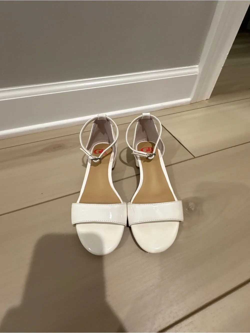 Girls' White Ankle-Strap Dress Sandals with Buckle